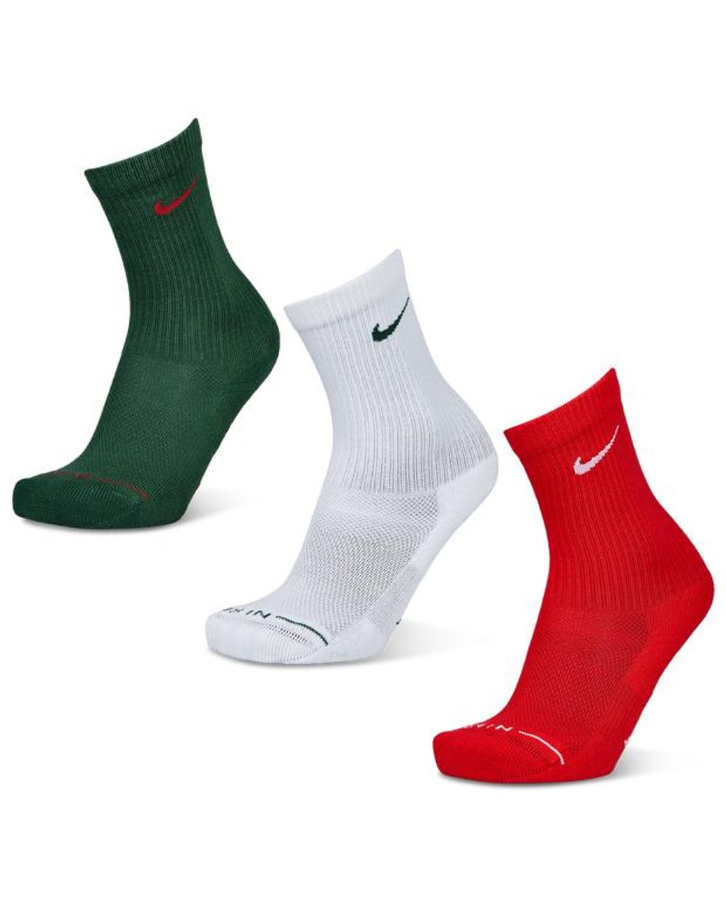 Nike Elevated Crew 3 Pack Sokken in het Red