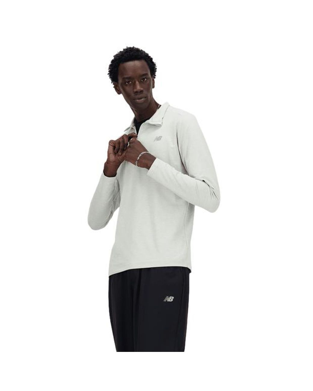 New Balance White Space Dye 1/4 Zip T-Shirts for men