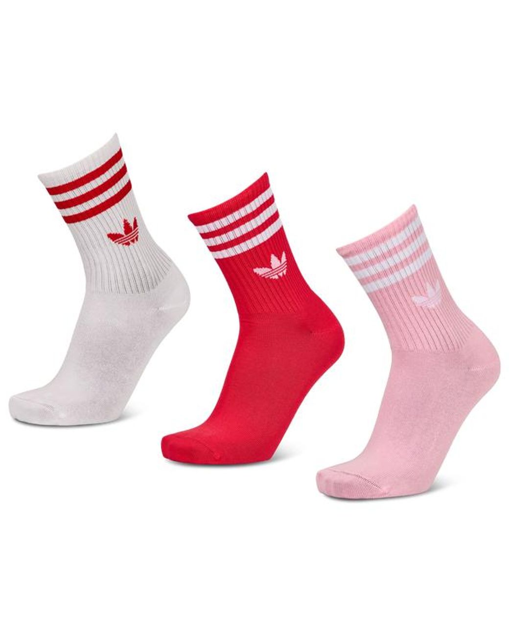 Adidas Pink Mid Cut Crew 3 Pack Socks