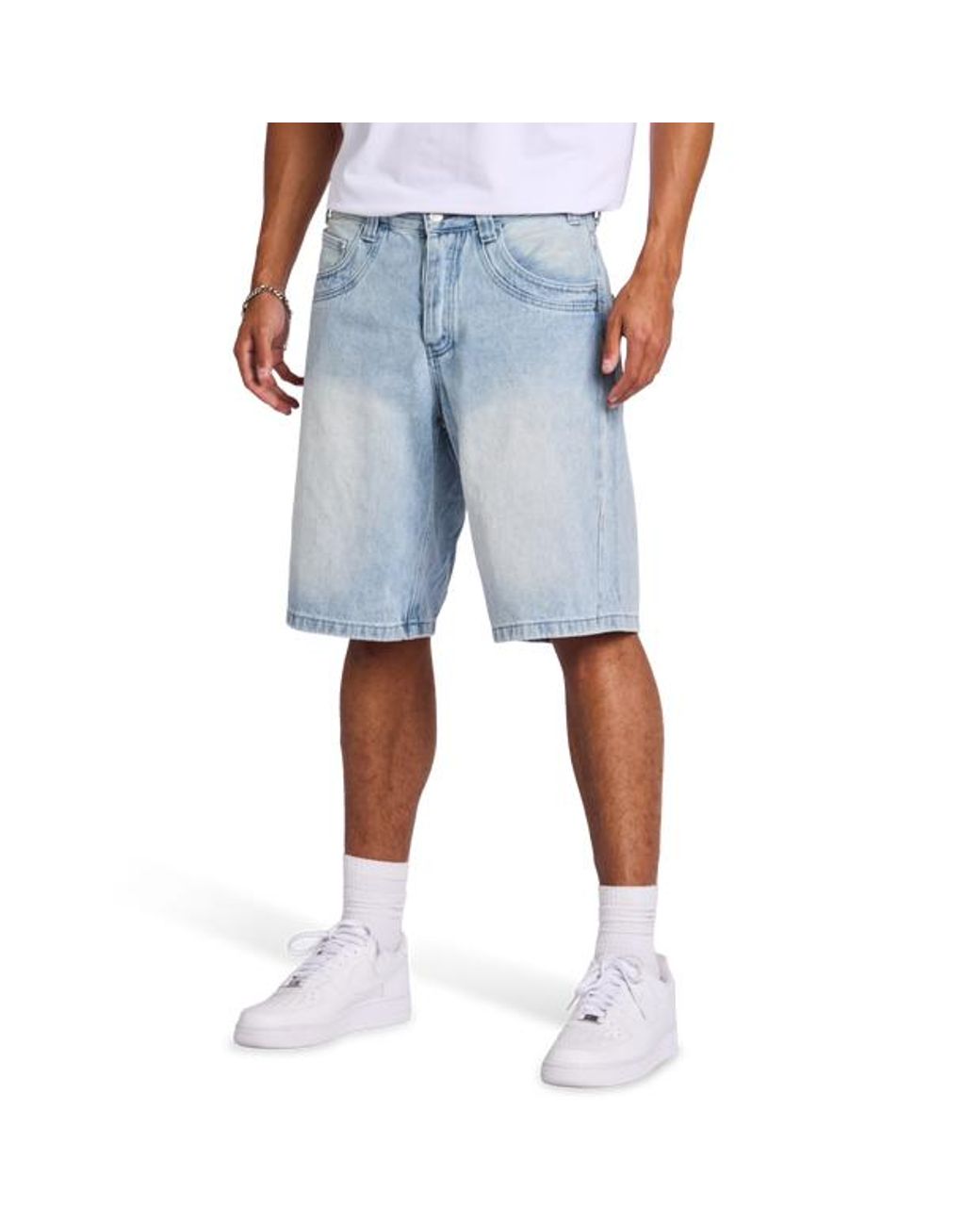 Project X Paris Blue Drop Denim Double P Shorts for men