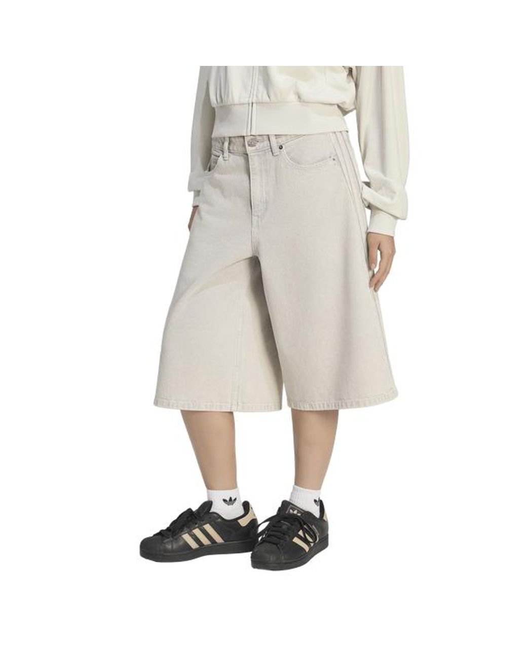 Adidas Natural Mid Rise Denim Jorts Shorts