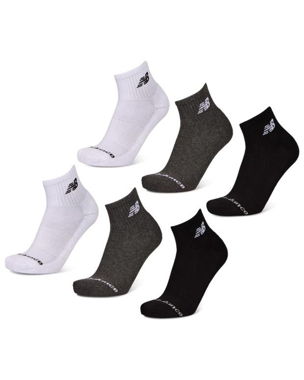 New Balance White Quarter 6 Pack Socks
