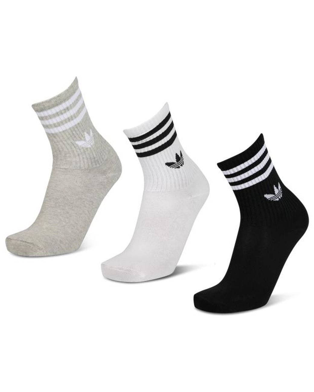 Adidas Gray Mid Cut Crew 3 Pack Socks