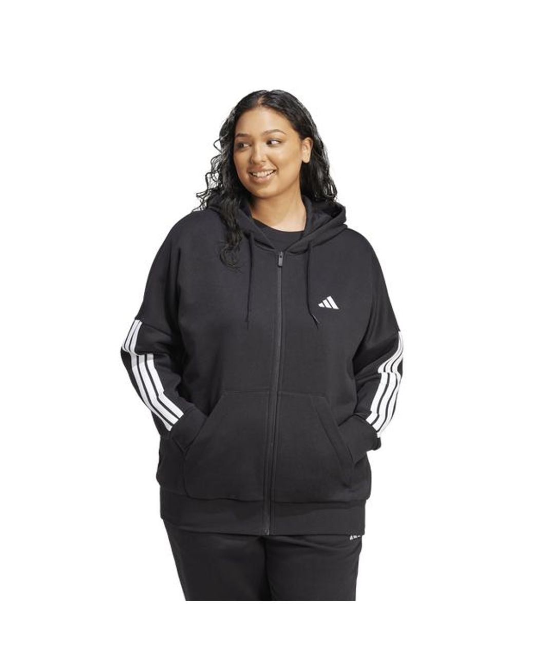 Adidas Black Essentials 3-Stripes Hoodie Plus Size Hoodies