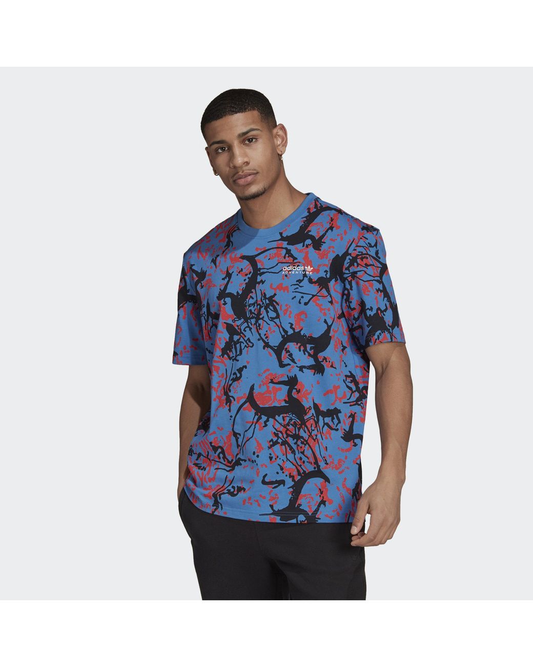 adidas Originals Adventure Archive Print Ss Lifestyle T-shirt in Blue for  Men | Lyst