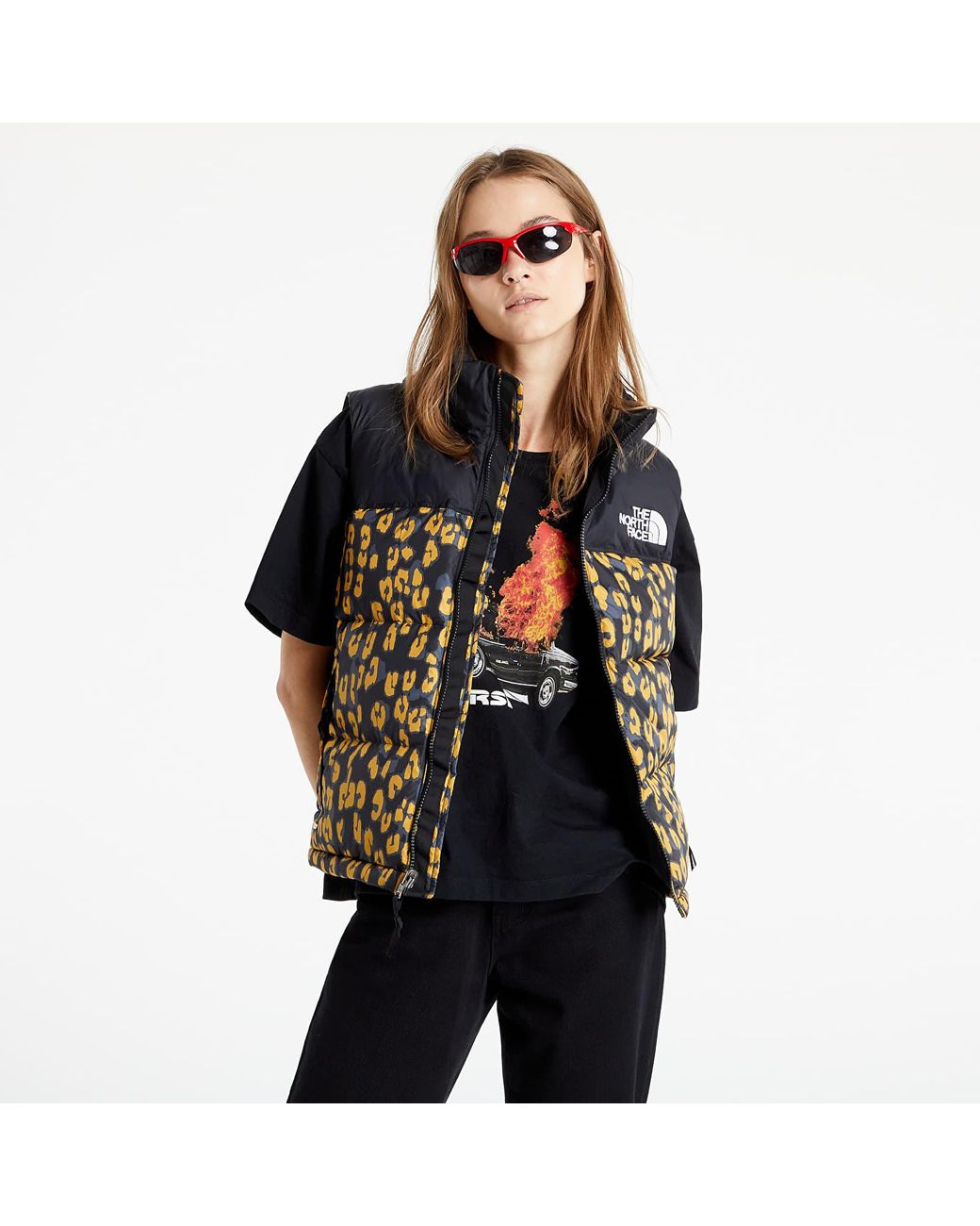 The north face nuptse yellow dome print new arrivals