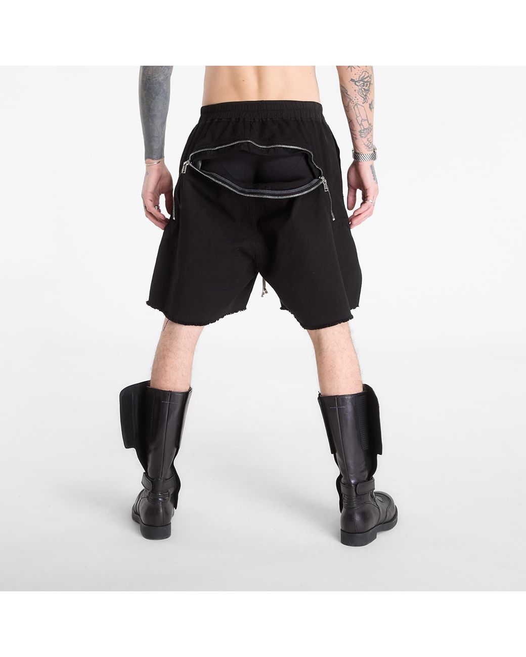 Rick Owens Kurze Hosen Long Boxers Butt Zip Shorts in Black für Herren