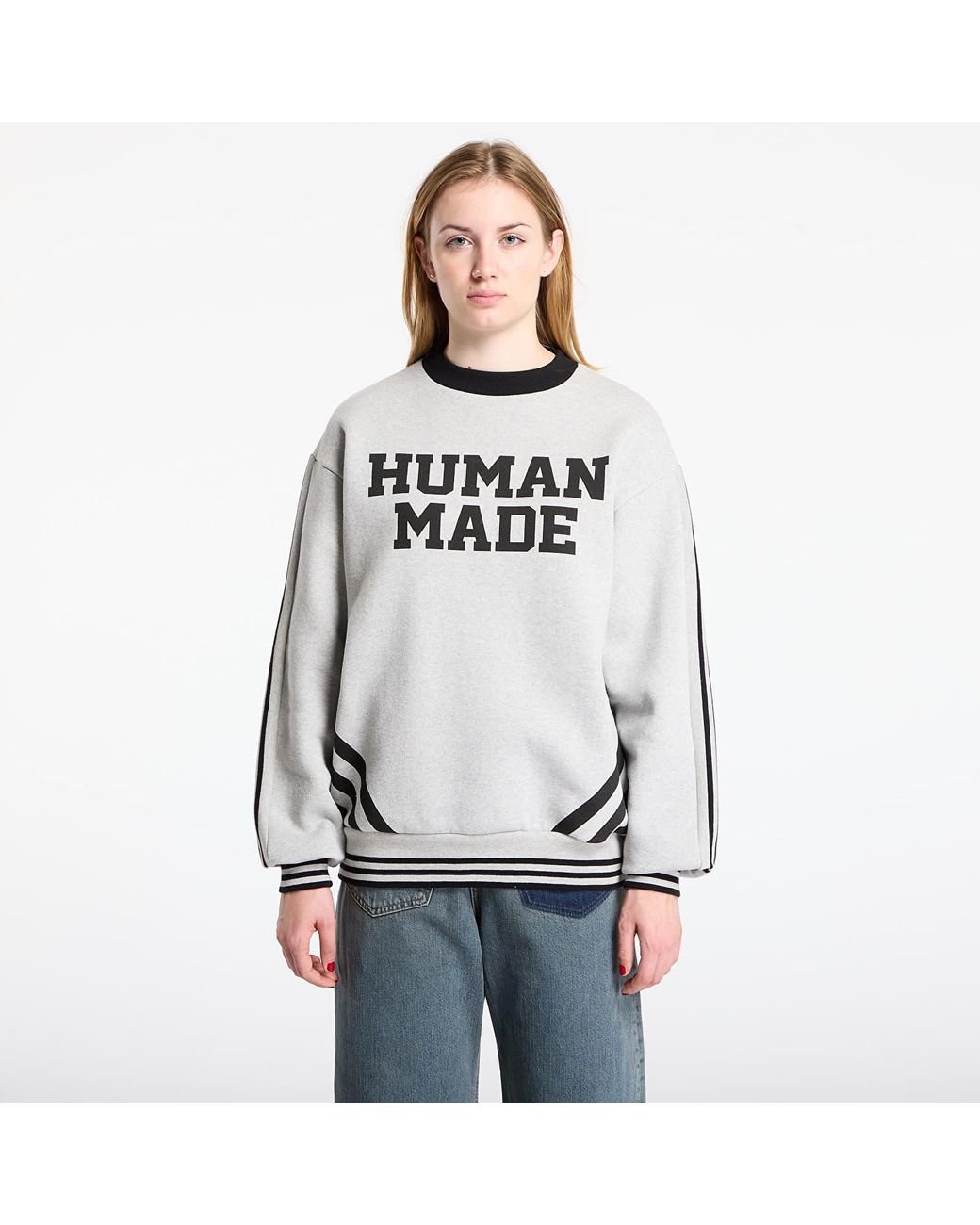 Human Made Gray Sweatshirt Elbow Patch Sweatshirt