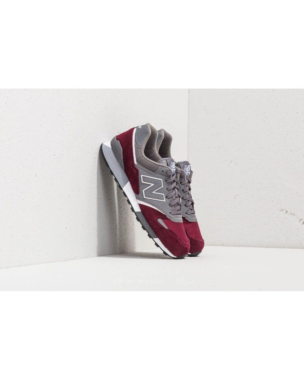 New Balance Leather 446 Grey/ Burgundy in Gray for Men | Lyst