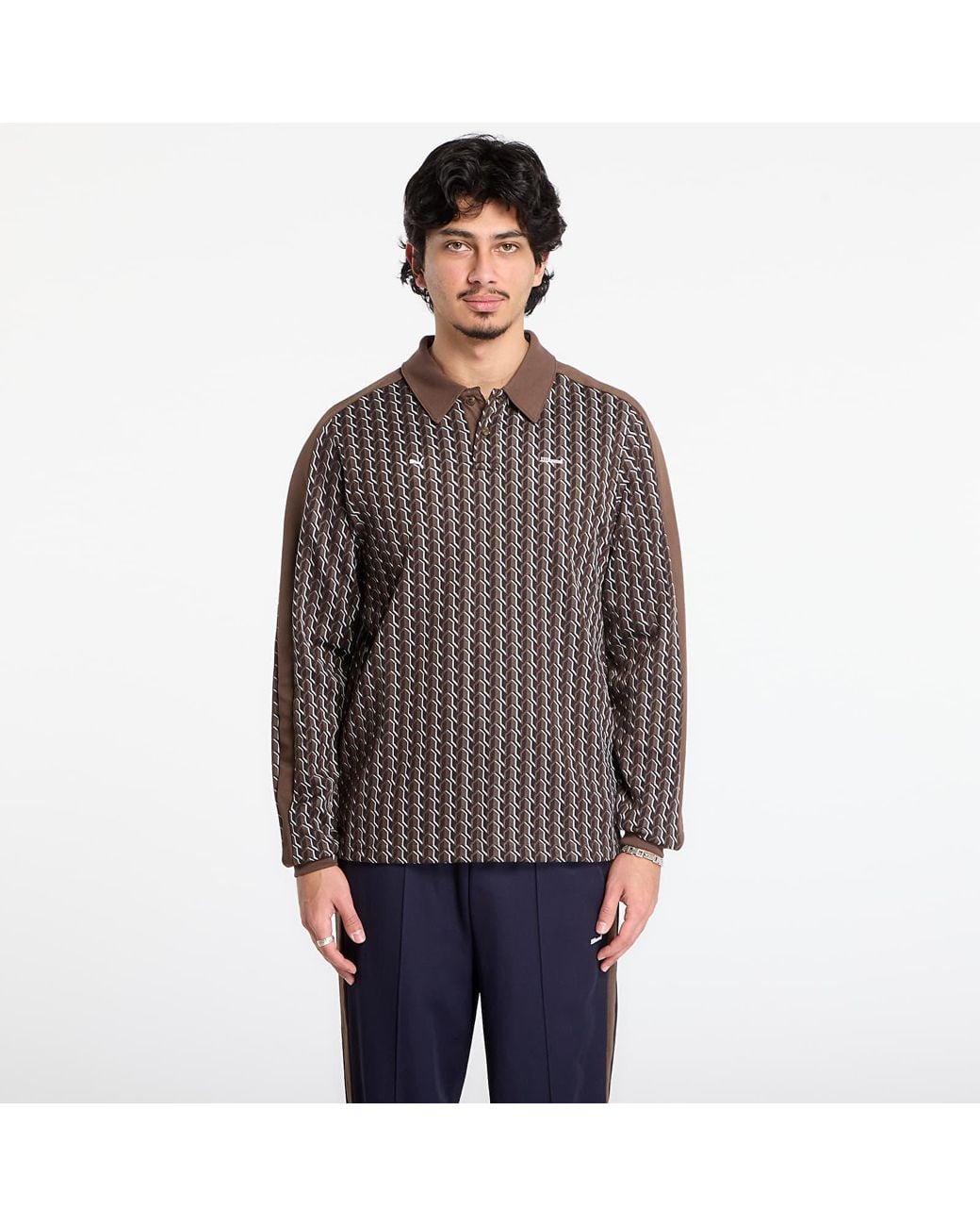 PUMA T-Shirt X Jjjjound T7 Longsleeve Polo in Brown for Men | Lyst