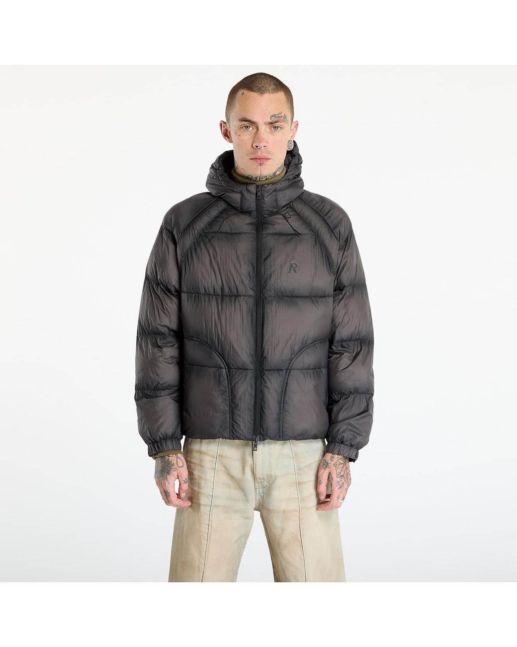 Giacca Transucent Hooded Puffer Washed Back di Represent in Gray da Uomo
