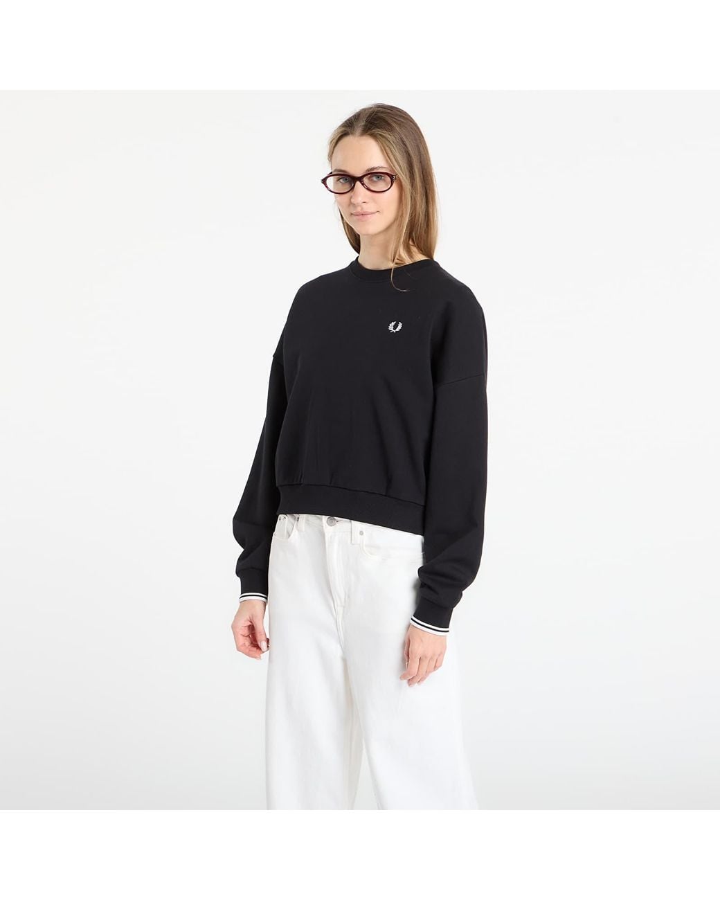 Fred Perry Sweatshirt Tipped Sweatshirt in Black | Lyst