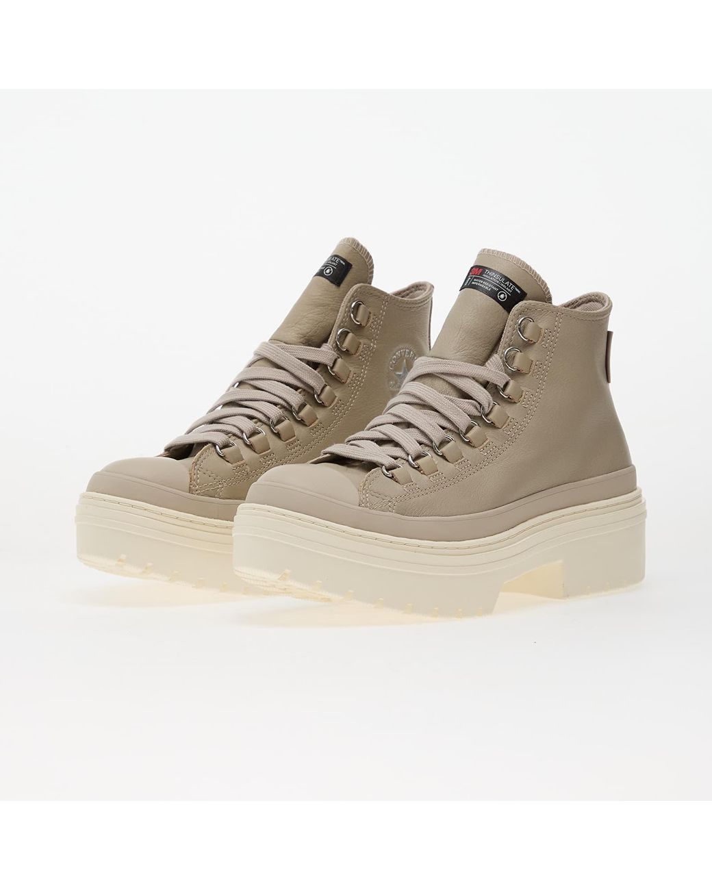 Converse Sneakers Chuck Taylor All Star Lugged Heel Platform Waterproof Leather Hi Papyrus/ Papyrus/ Egret Eur in het Natural
