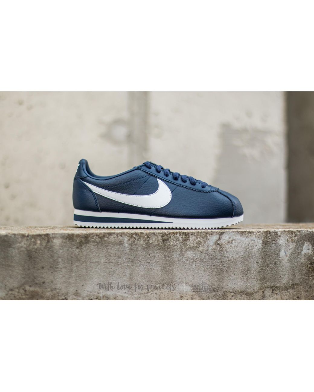 Nike Classic Cortez Leather Midnight Navy/ White in Blue for Men | Lyst