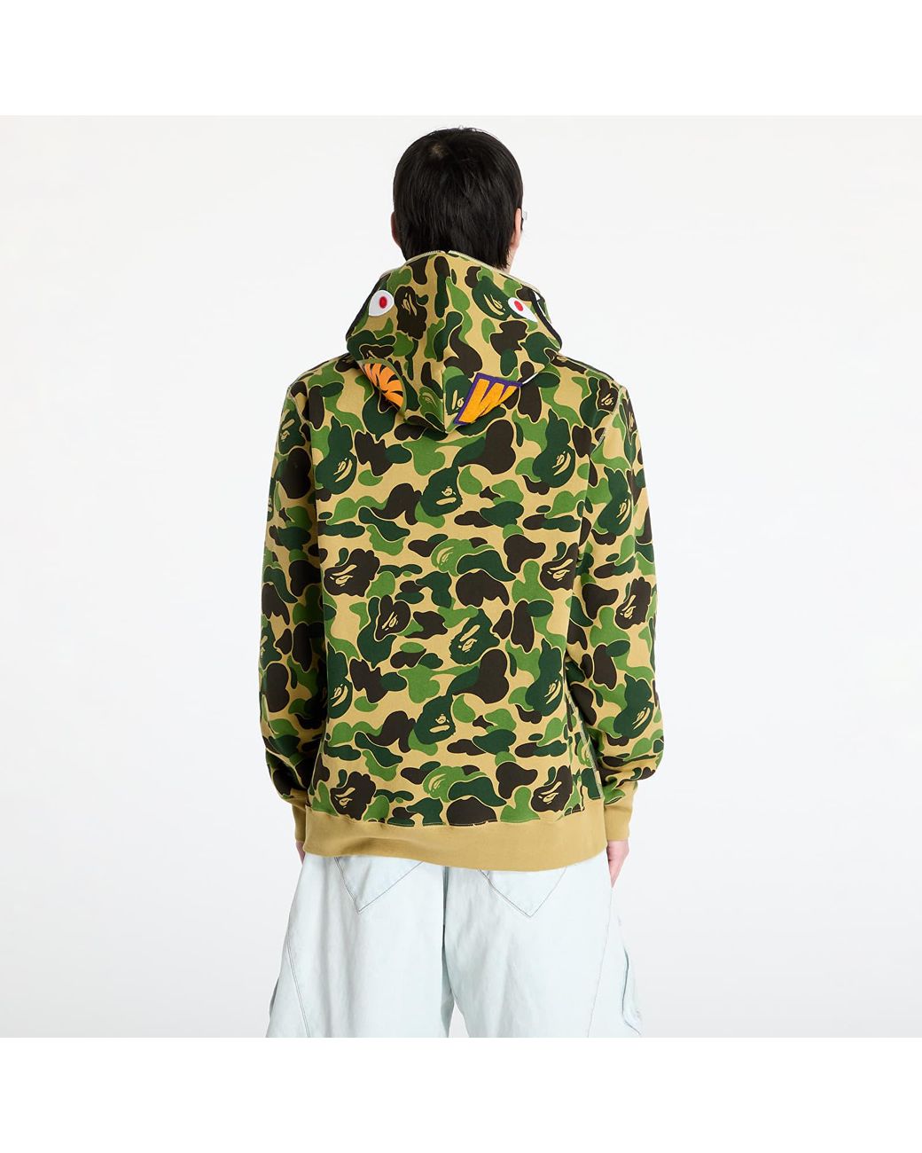 A BATHING APE ☆ABC CAMO SHARK HALF ZIP PULLOVER HOODIE BAPE: Blue ABC Camo Shark Half Zip Hoodie | SSENSE