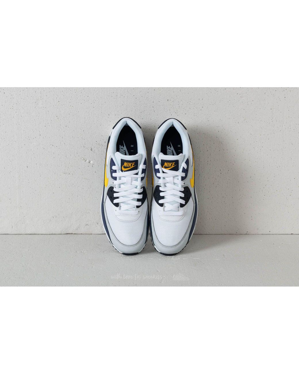 Nike air max 90 top essential white/tour yellow-blue recall