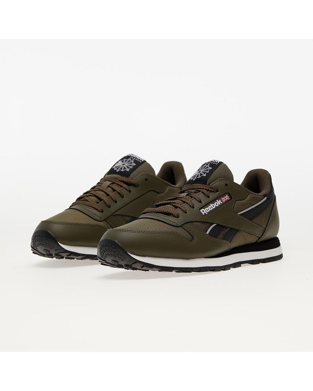 Slippery chart Infinity Reebok Classic Leather Army Green/ Core Black/ Ftw White for Men | Lyst