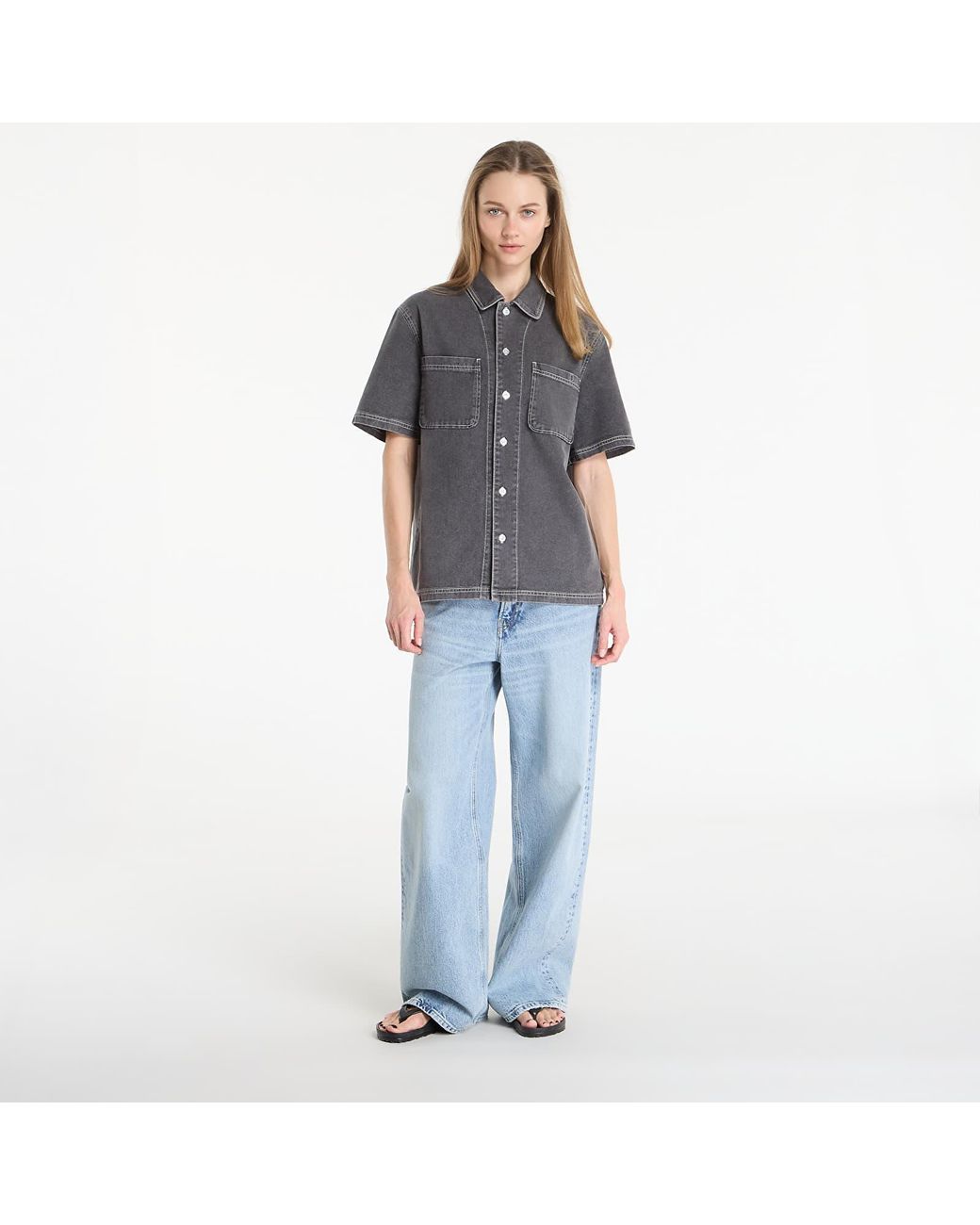 Dime Gray Hemd Stonewash Button Up