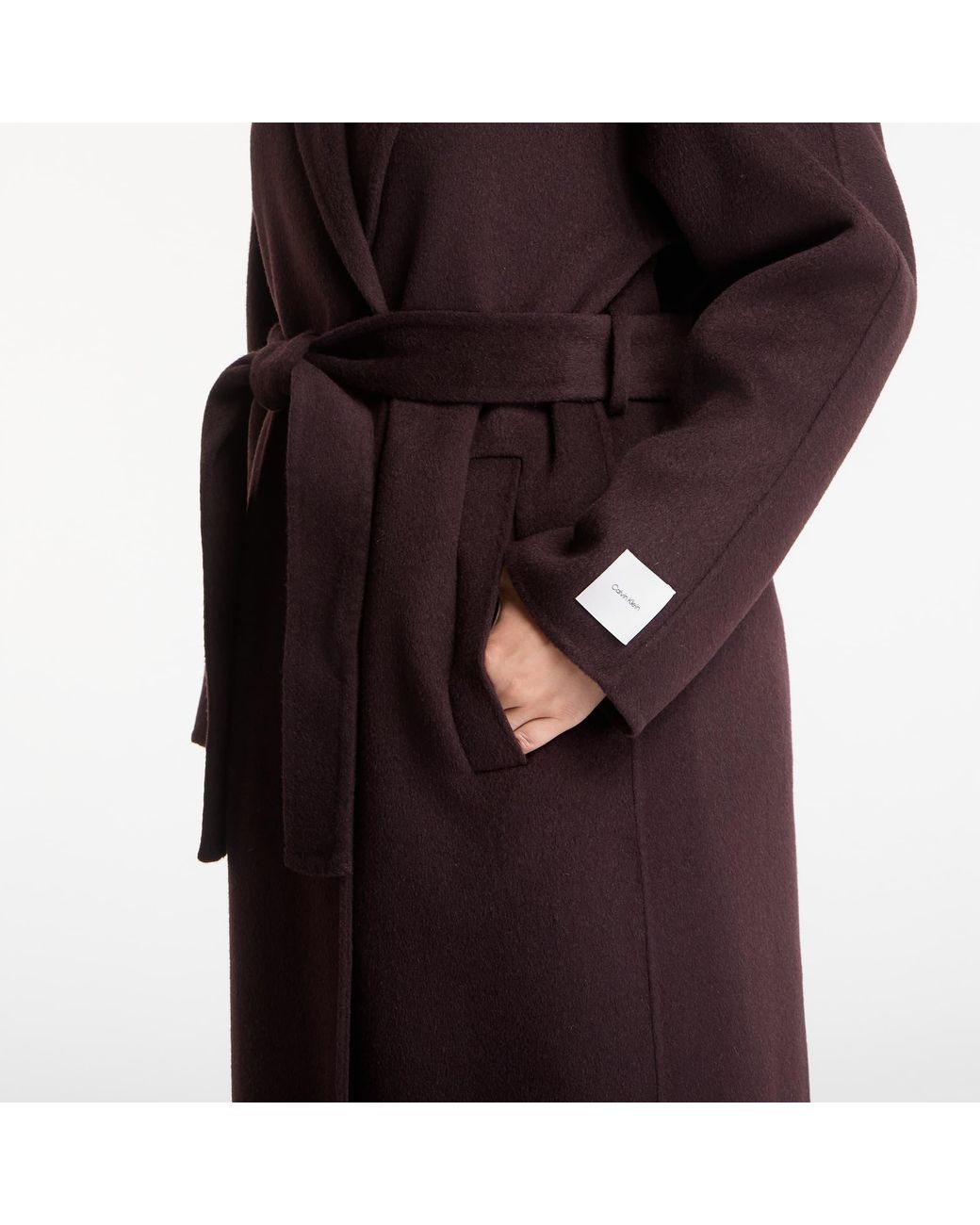 Calvin Klein Jas Classic Df Wool Wrap Coat in het Red