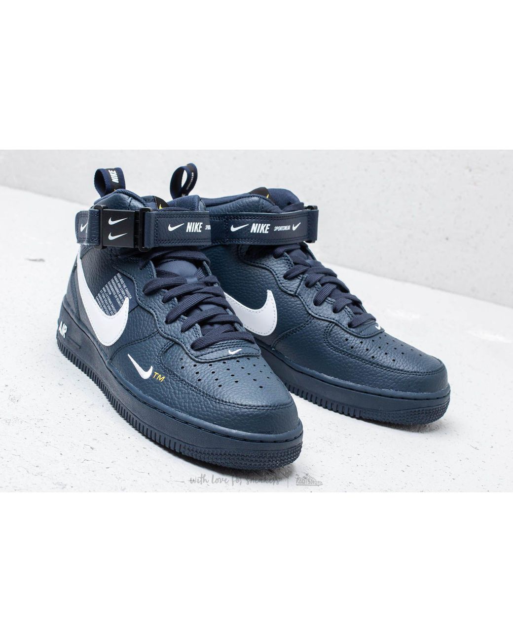 Nike Leather Air Force 1 Mid '07 Lv8 Obsidian/ White/ Black in Blue for Men  | Lyst