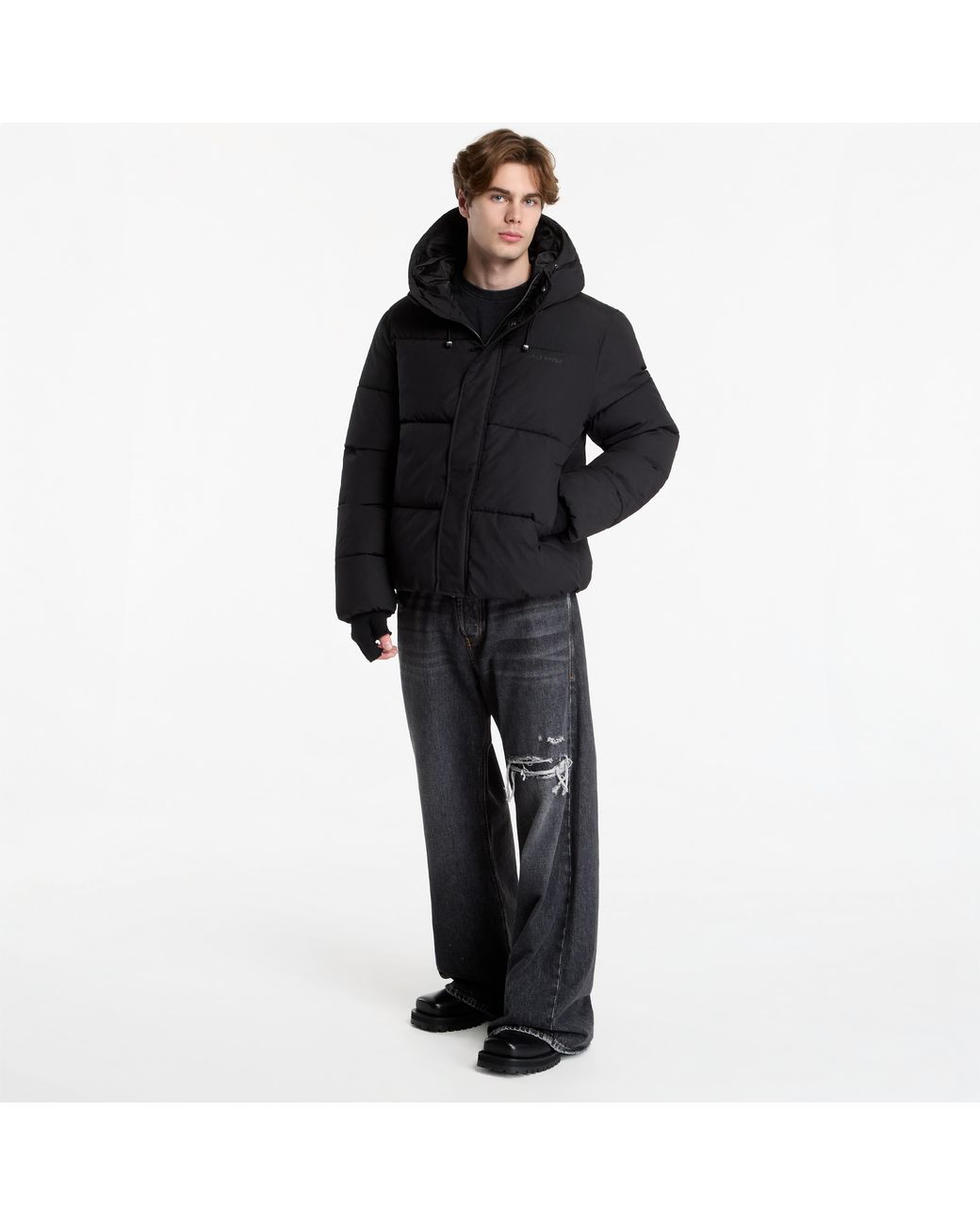 Daily Paper Black Jacket Sealed Monogram Puffer Jacket for men