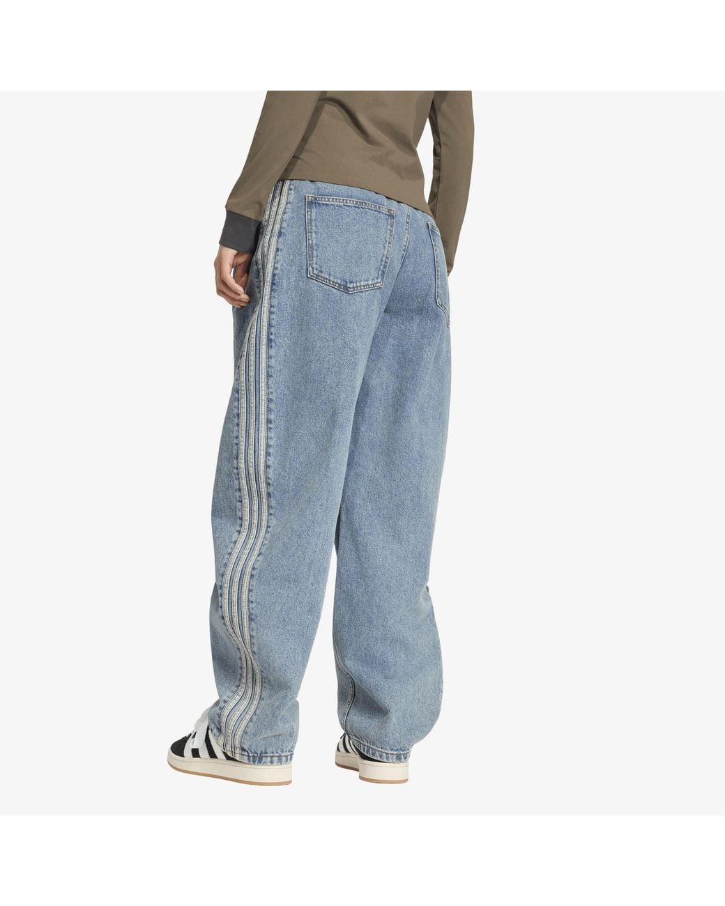 Adidas Originals Blue Hosen Adidas High Rise Barrel Leg Denim Jeans