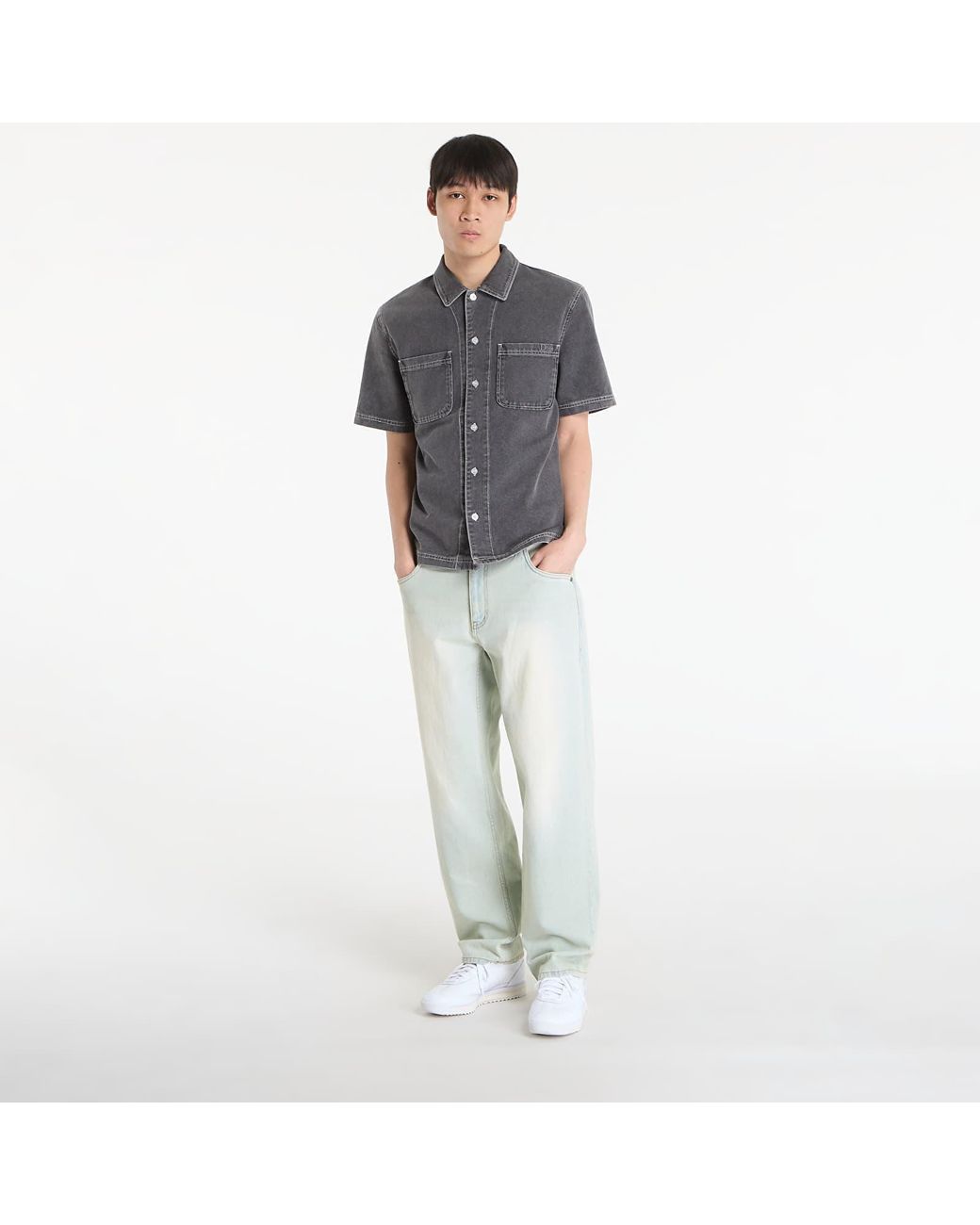Dime Gray Hemd Stonewash Button Up