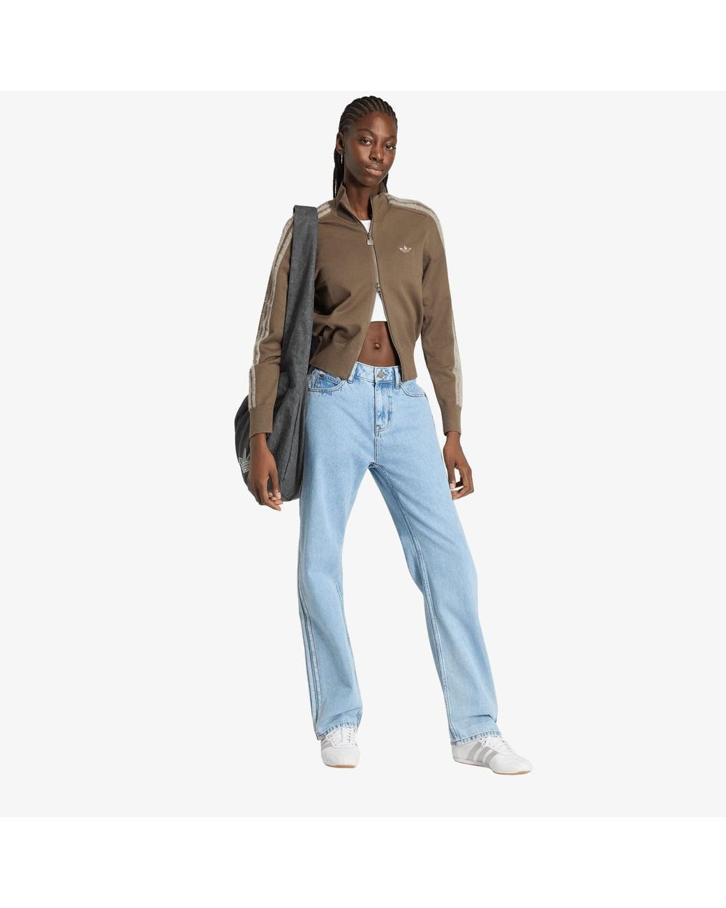 Adidas Originals Blue Hosen Adidas Firebird Mid Rise Straight Denim Pant