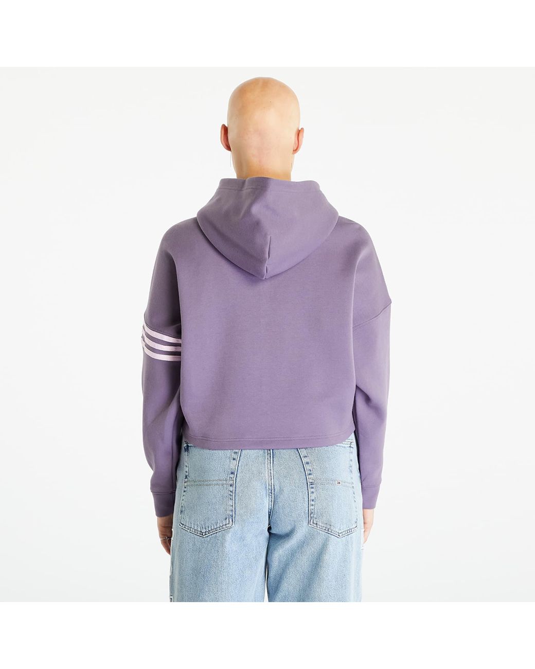 Adidas originals adicolor top cropped hoodie in purple