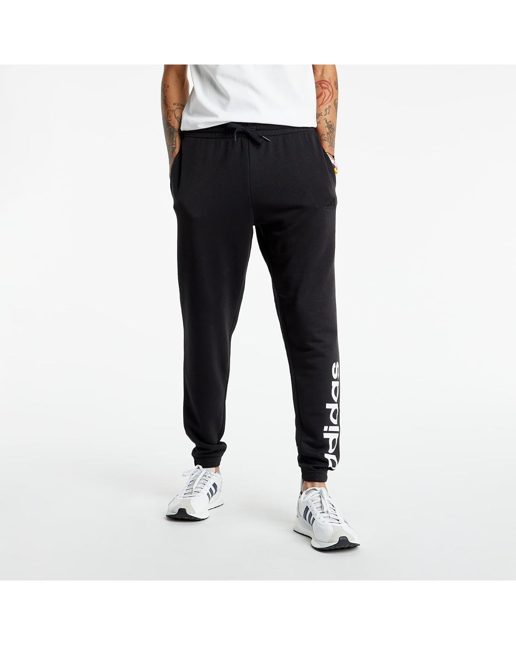 adidas Originals Adidas French Terry Tapered Elastic Cuff Logo Joggers Black - Lyst