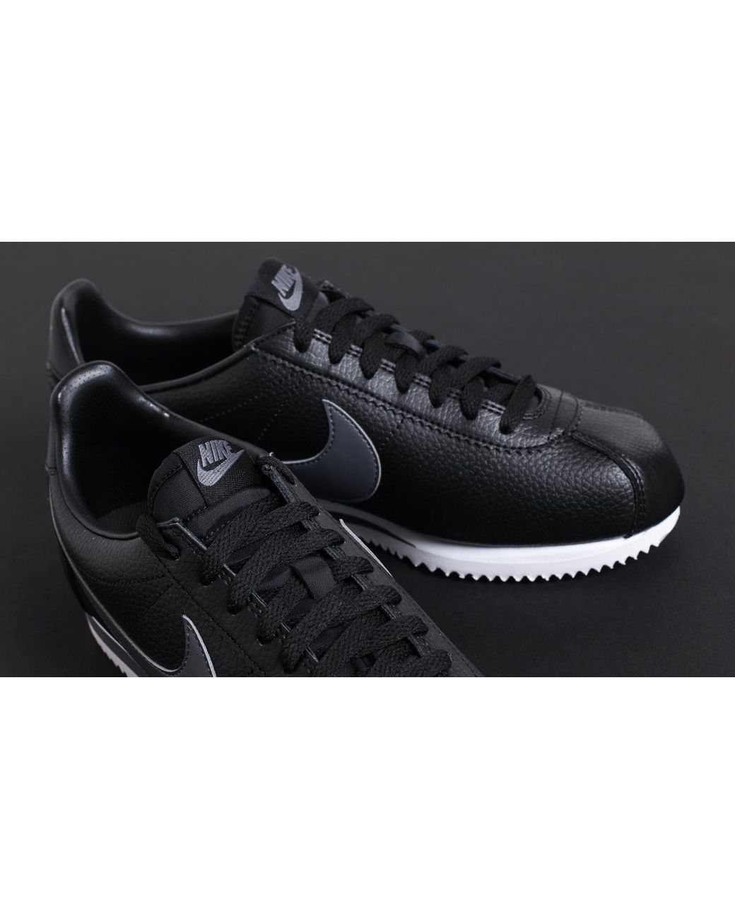 Nike Classic Cortez Leather Black/ Dark Grey-white for Men | Lyst