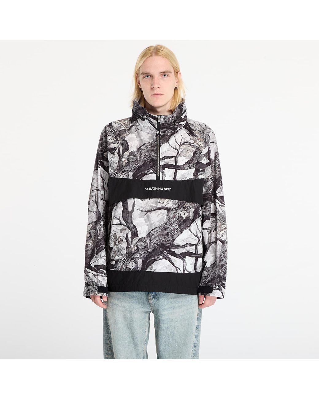 A Bathing Ape Black Jacket Tree Edge Camo Anorak Jacket
