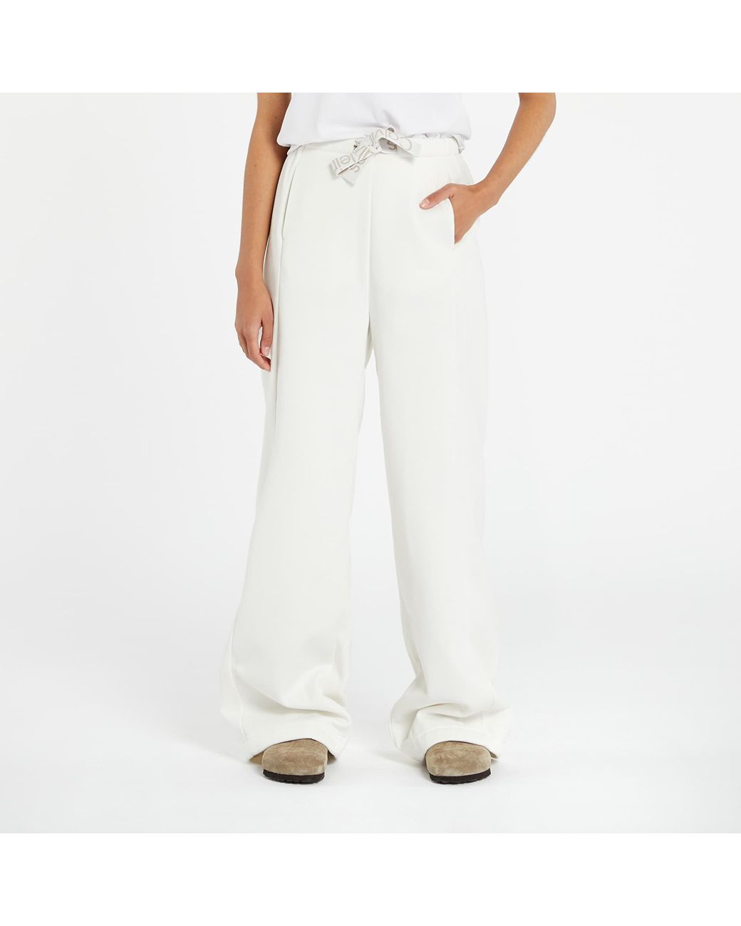 Calvin Klein Jeans Tape Wide Leg jogger Pants in White