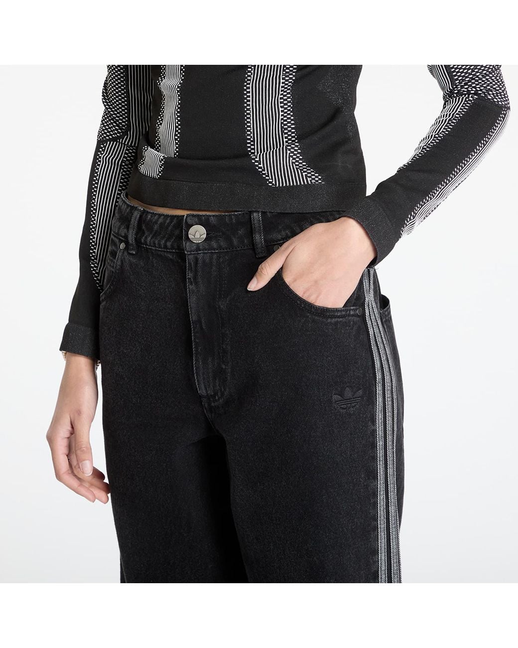 Adidas Originals Black Jeans Adidas Adicolor Denim 3-Stripes Track Pants