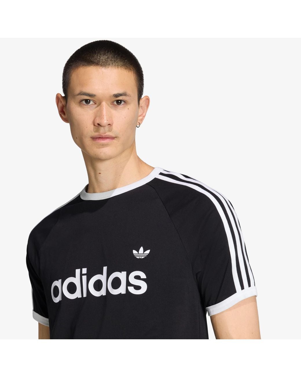 Adidas Originals Black 3-Stripes Slim Ringer T-Shirt for men