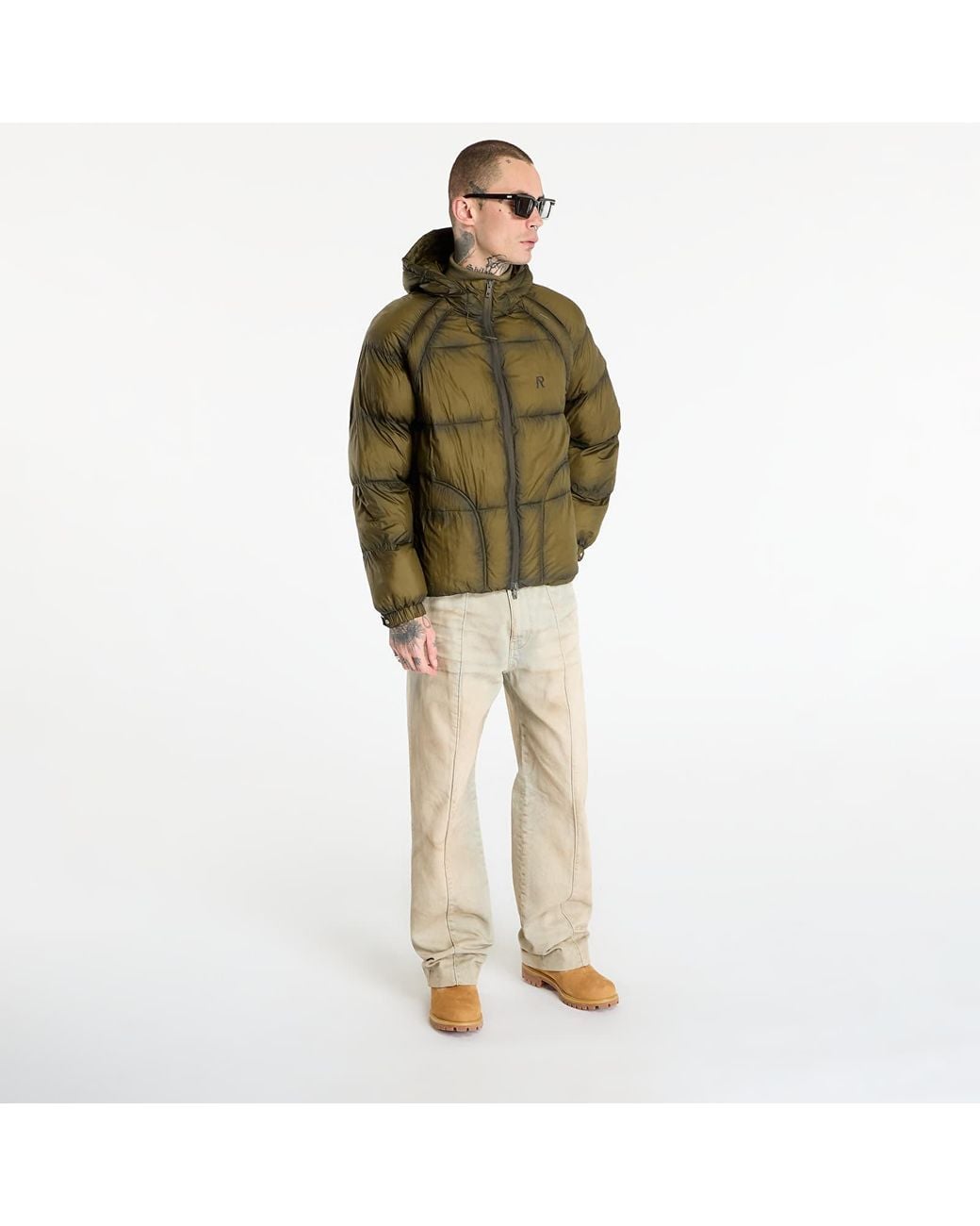 Represent Green Jacket Translucent Hooded Puffer for men