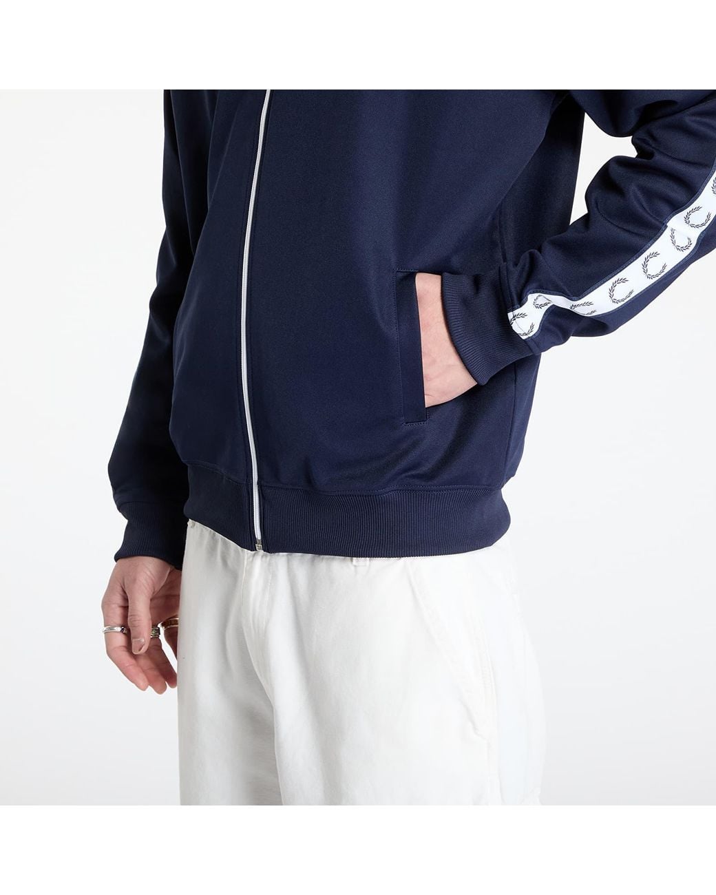 Fred Perry Blue Sweatshirt Taped Track Jacket for men