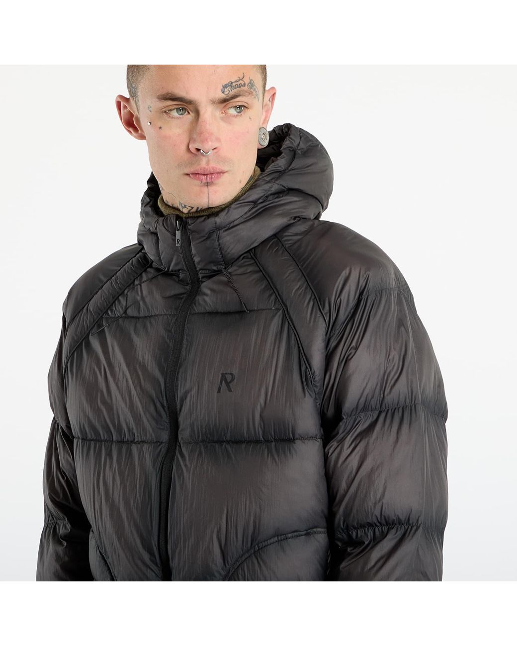 Giacca Transucent Hooded Puffer Washed Back di Represent in Gray da Uomo