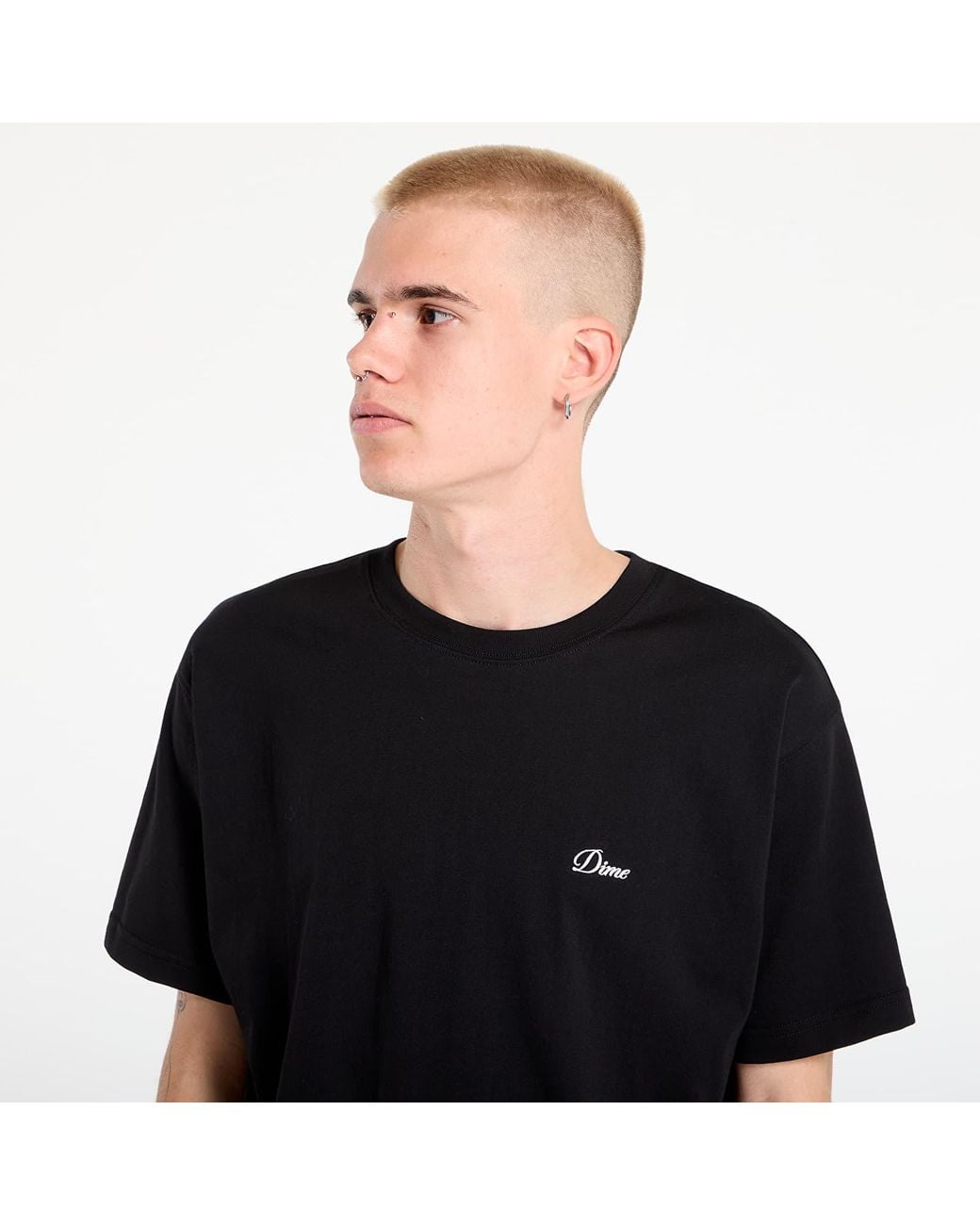 Dime Black T-Shirt Cursive Small Logo T-Shirt