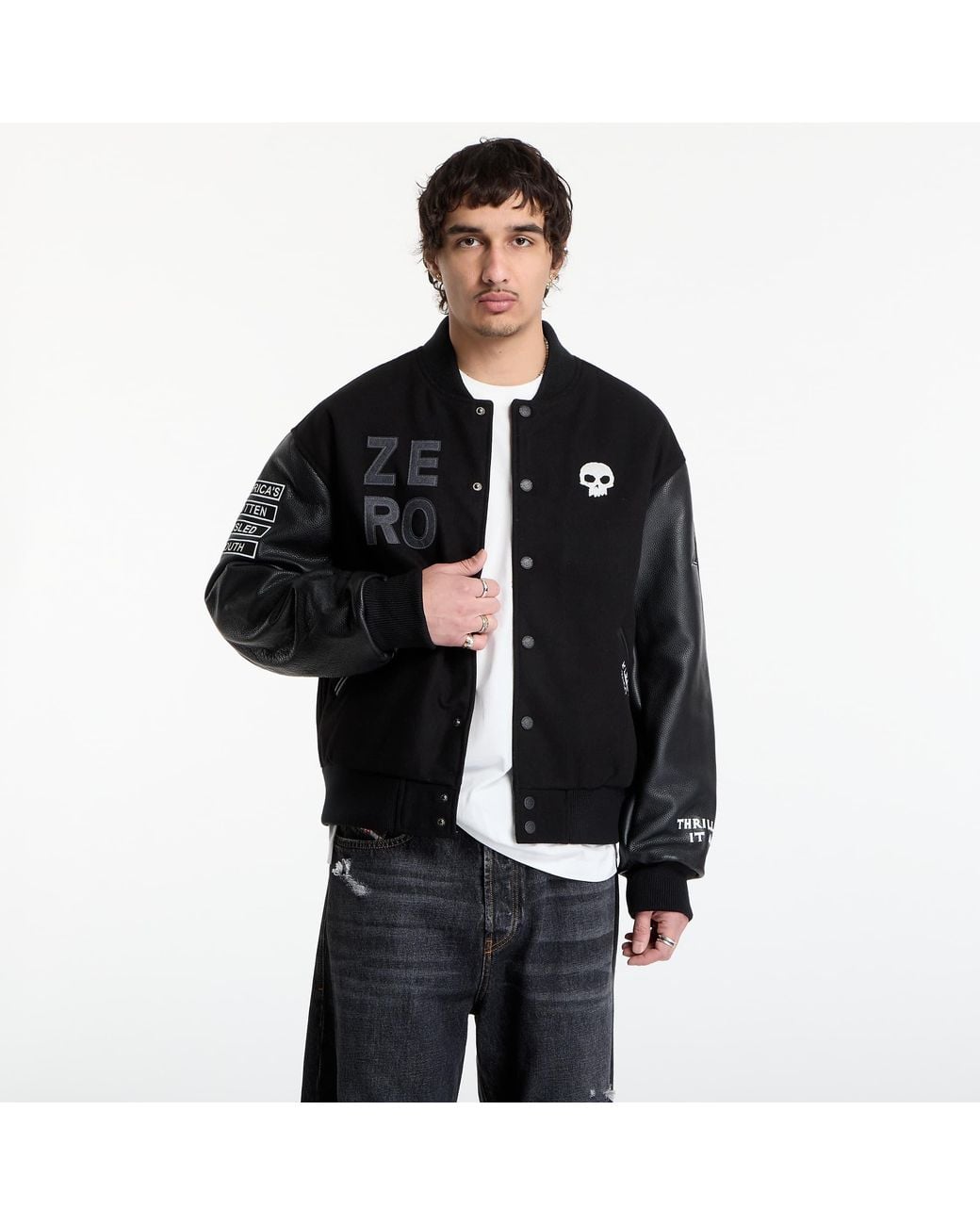 Bomber zero varsity jacket l Pleasures pour homme en coloris Black