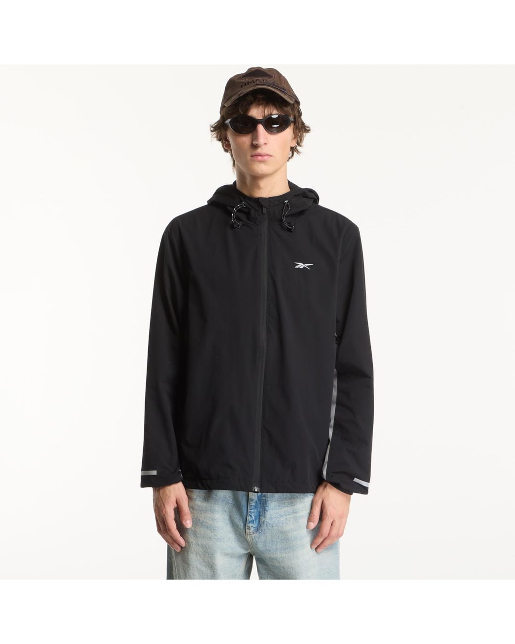 Reebok Black Jacket Id Lightweight Windbreaker/ 4 for men