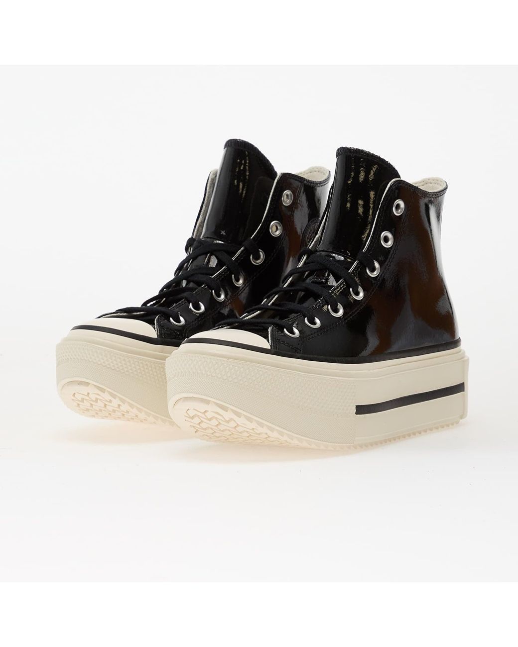 Converse Sneakers Chuck Taylor All Star Lift Double Stack Platform Patent Leather Hi/ Egret/ Eur in het Black