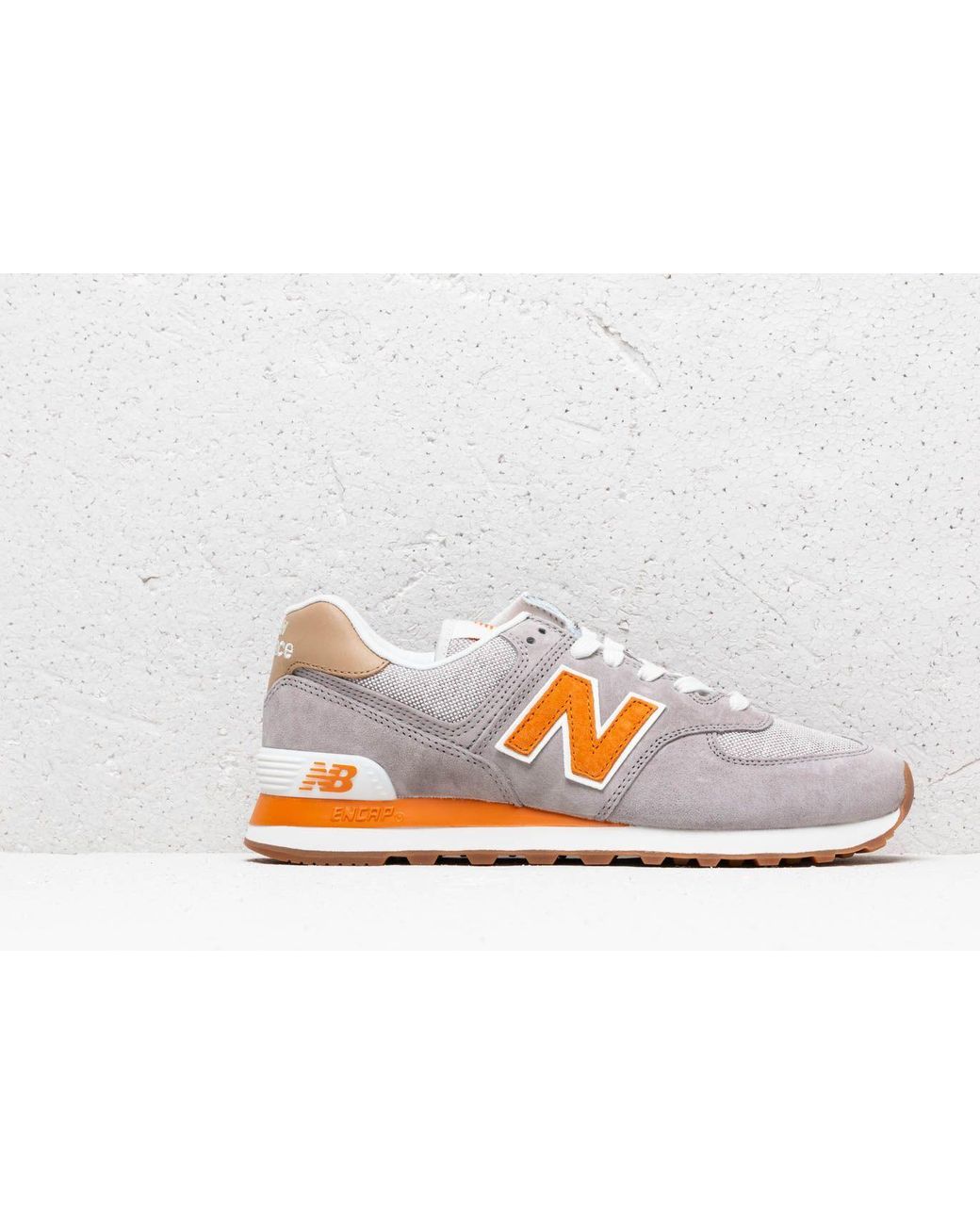 New Balance 574 Grey/ Orange/ White for Men | Lyst