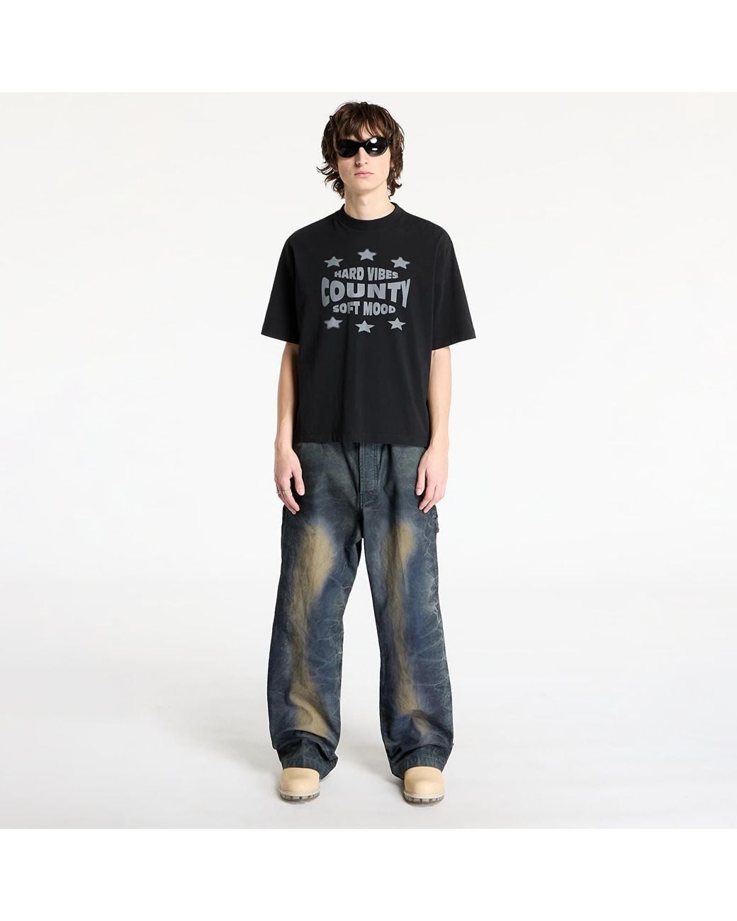 Marcelo Burlon T-Shirt Hard Vibes Boxy T-Shirt in Black für Herren