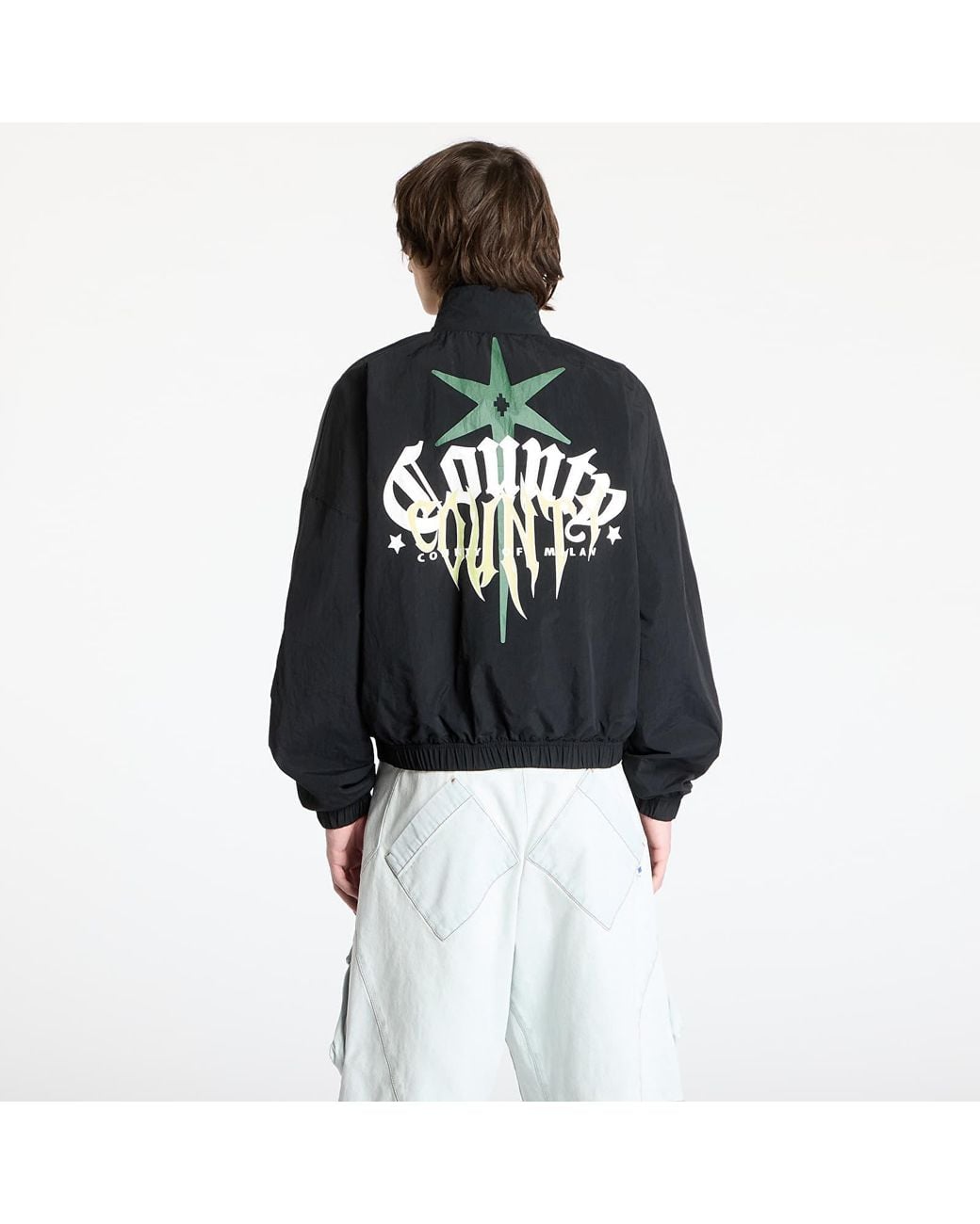Marcelo Burlon Black Jacket County Goth Nylon Track Jacket for men