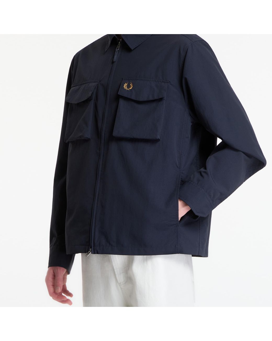 Fred Perry Blue Jacket Ripstop Pocket Overshirt for men