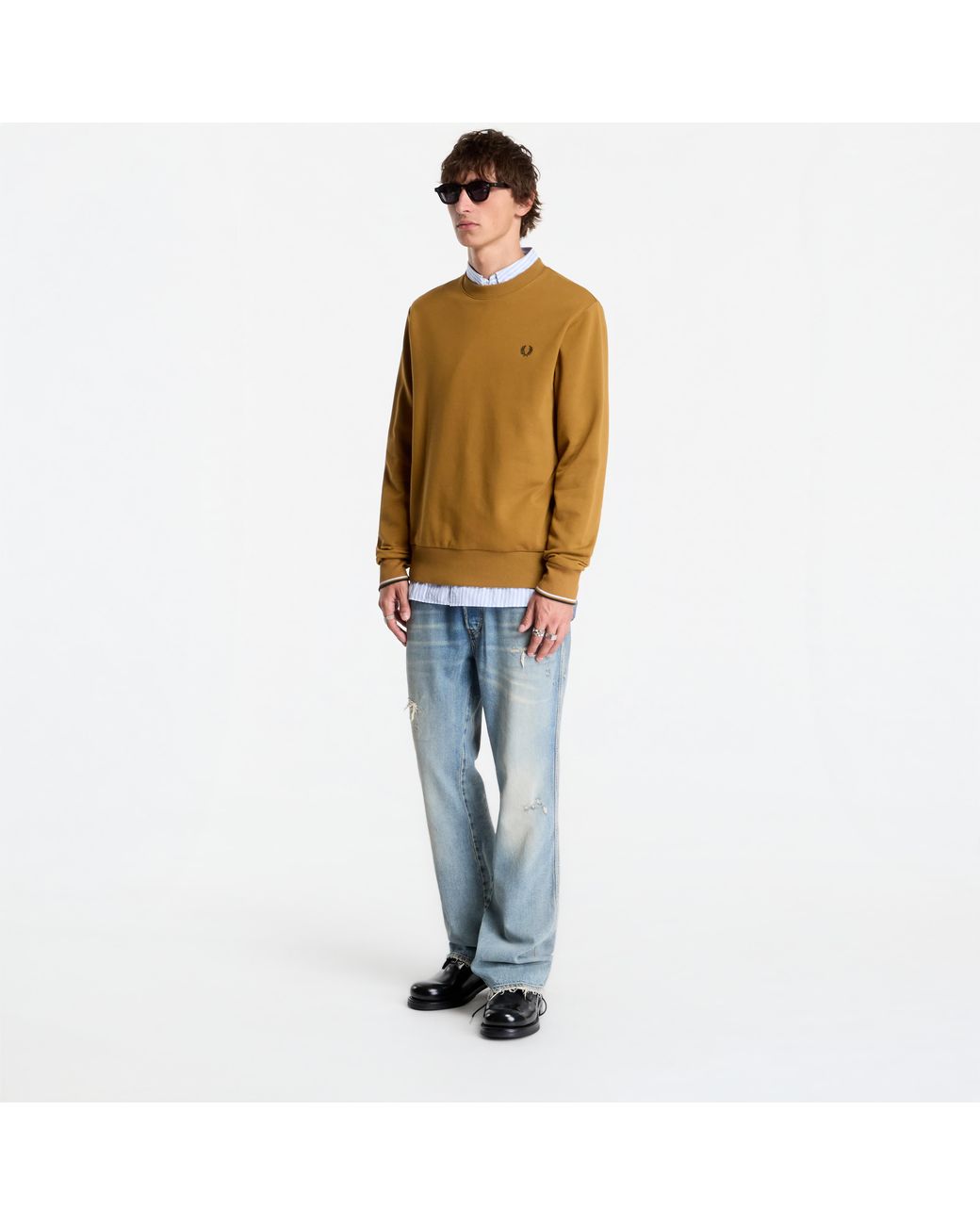 Fred Perry Sweatshirt Crew Neck Sweatshirt in het Yellow voor heren