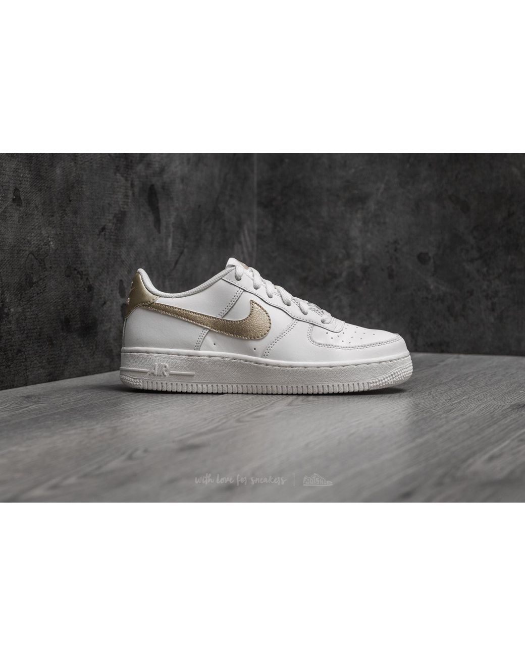 Nike Leather Air Force 1 (gs) Summit White/ Metallic Gold Star | Lyst