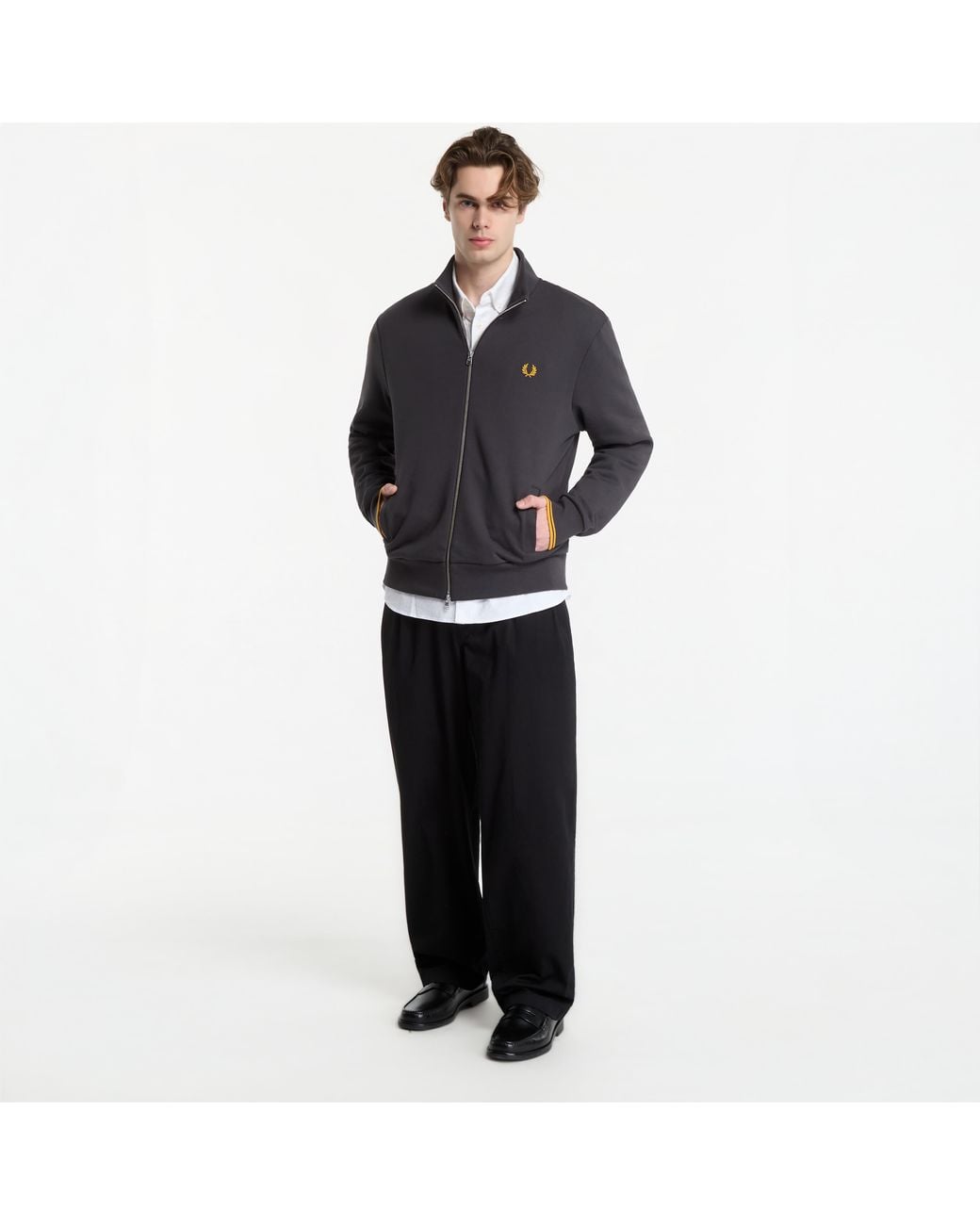 Fred Perry Black Sweatshirt Zip Through Sweatshirt for men