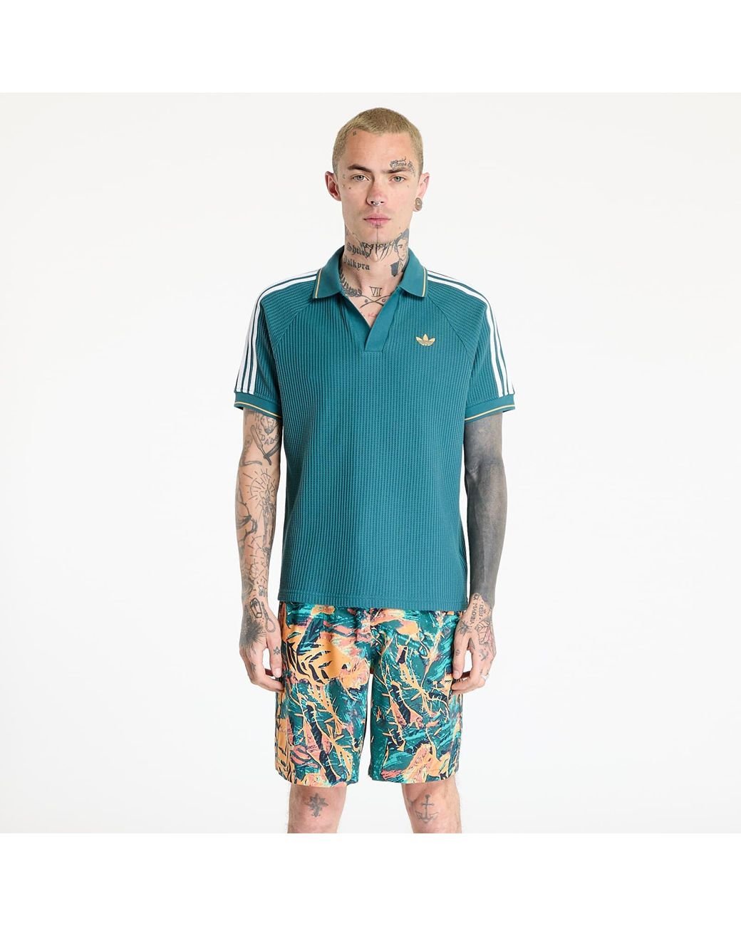 トップス adidas WAFFLE SHORT SLEEVE POLO SHIRT adidas Originals Waffle Knit Polo Shirt Men's Casual T